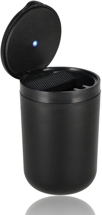 Auto Asbak met Deksel & LED – Universele Rookvrije Asbak voor Auto – Ø7 cm – Hittebestendig – Anti-Geur – Past in Bekerhouder – 1 Stuk