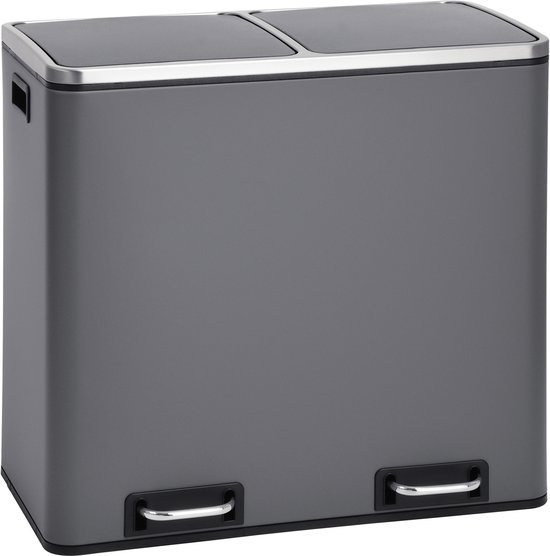 SVITA TM3X18 Corbeille à papier 54L Poubelle Tri des déchets Noir 92770