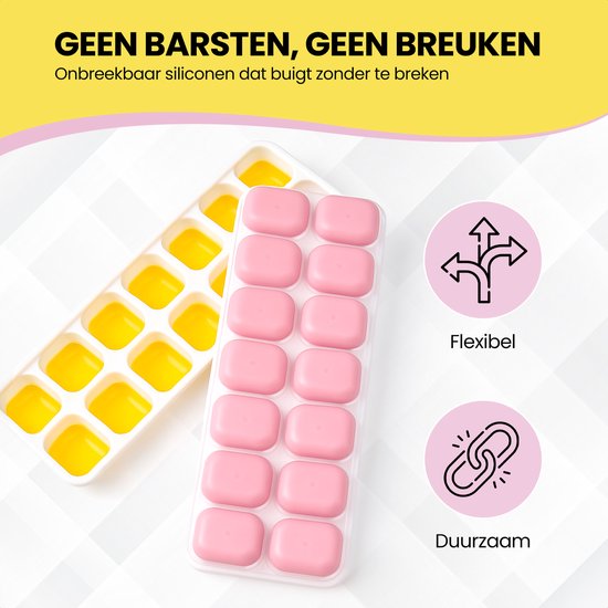Accessoire Cuisine Congélation Lot De 4 Bacs à Glaçons En Silicone Avec Couvercle - LFGB Sans BPA - Glaçons Carrés - Empilable, Lavable Au Lave-vaisselle