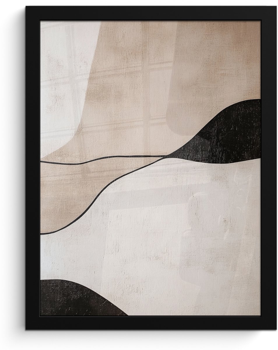 FrameYourWall Poster in lijst - Fotolijst 30x40 cm - Posters - Contourlijnen - Abstracte landschap - Posterlijst zwart - Decoratie - Wanddecoratie woonkamer - Muurdecoratie slaapkamer