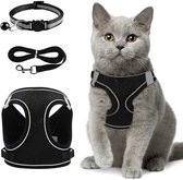 Verstelbaar kattenharnas, anti-ontsnapping, kattenharnas met riem, zacht harnas voor katten, kitten, honden, puppy's (roze, M
