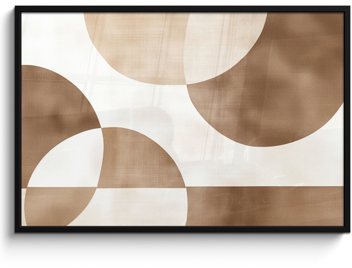 FrameYourWall Poster in lijst - Fotolijst 120x80 cm - Posters - Snijdende cirkels - Overlappende vlakken - Posterlijst zwart - Decoratie - Wanddecoratie woonkamer - Muurdecoratie slaapkamer