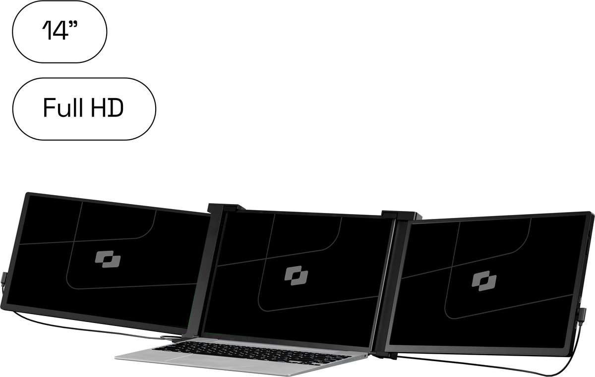 Screenmate® Expand Portable Monitor 14” - Portable Monitor Full HD + HDR - Draagbare Monitor met Beschermhoes - Draagbaar Beeldscherm - Extra Scherm Laptop - Zwart