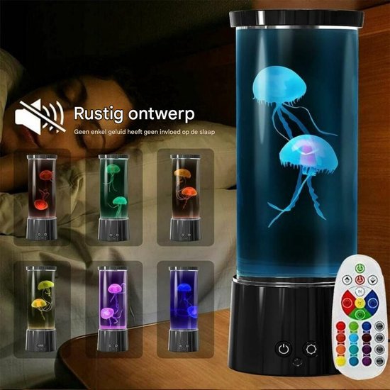 TOVBMUP Nachtlampje - LED - Kwallenlamp - 16 kleuren - Lavalamp - Aquariumnachtlampje - Kwallen LED-lavalamp - Cadeau met afstandsbediening - Verjaardagscadeau voor dames Heren - Ontspanningsdecoratie van Tovbmup — afbeelding 5