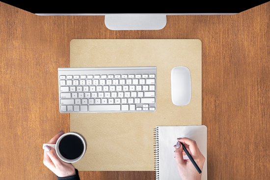 Tapis de souris XXL - Sous-main - Tapis de bureau - Cuir - Structure - Aspect cuir - Beige - 50x50 cm - Tapis de souris XXL