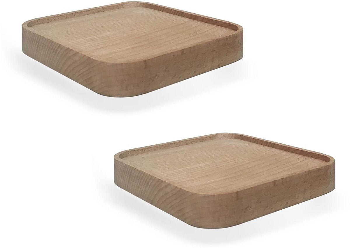 Zwevende wandplank - massief beukenhout - set van 2