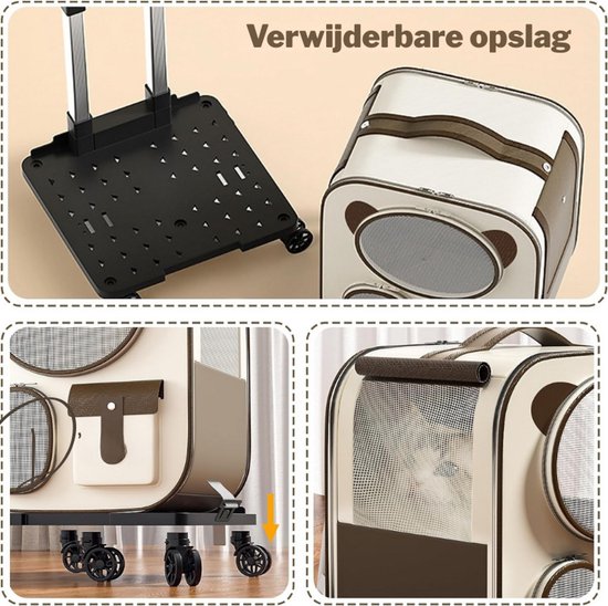 Rugzak voor katten en katten, met wielen, voor honden en
