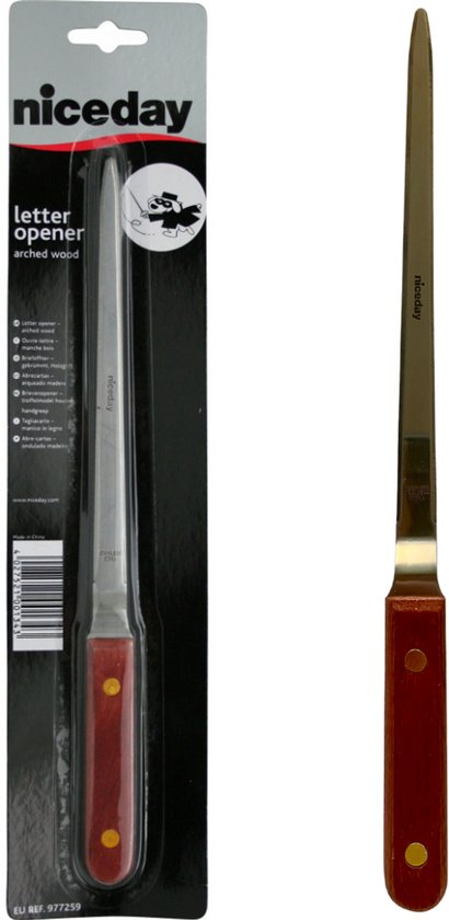 Foto: Luxe metalen briefopener met houten handgreep professionele brief brieven post opener postopener 240 mm