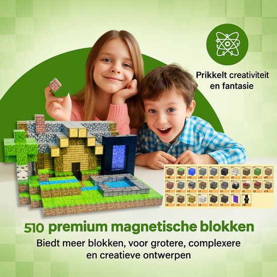Magnetisch speelgoed – magnetisch bouwspeelgoed 510 stuks – magnetische bouwstenen – montessori speelgoed – magneten speelgoed - Villa