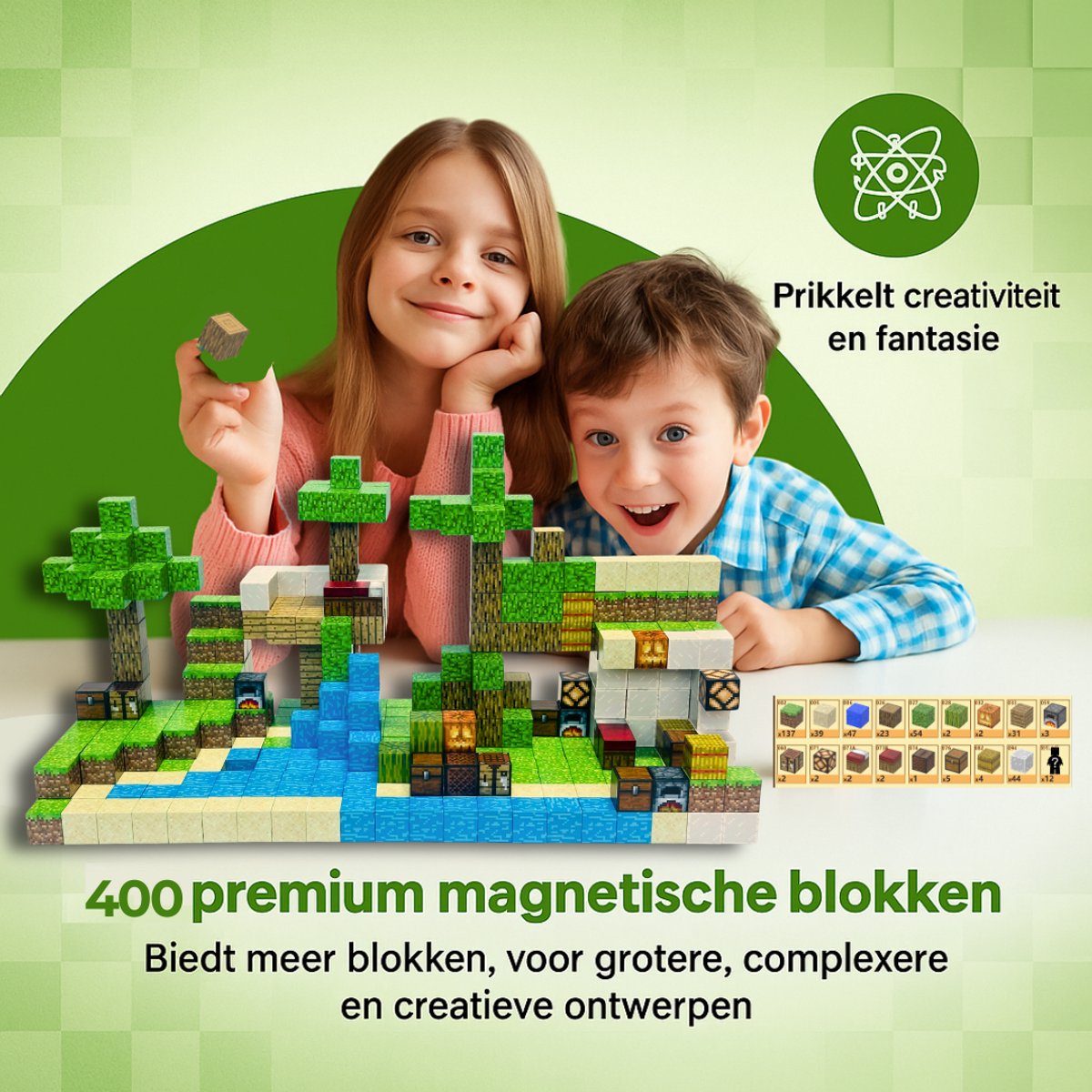 Magnetisch speelgoed – magnetisch bouwspeelgoed 400 stuks – magnetische bouwstenen – montessori speelgoed – magneten speelgoed - Jungle beach — afbeelding 3