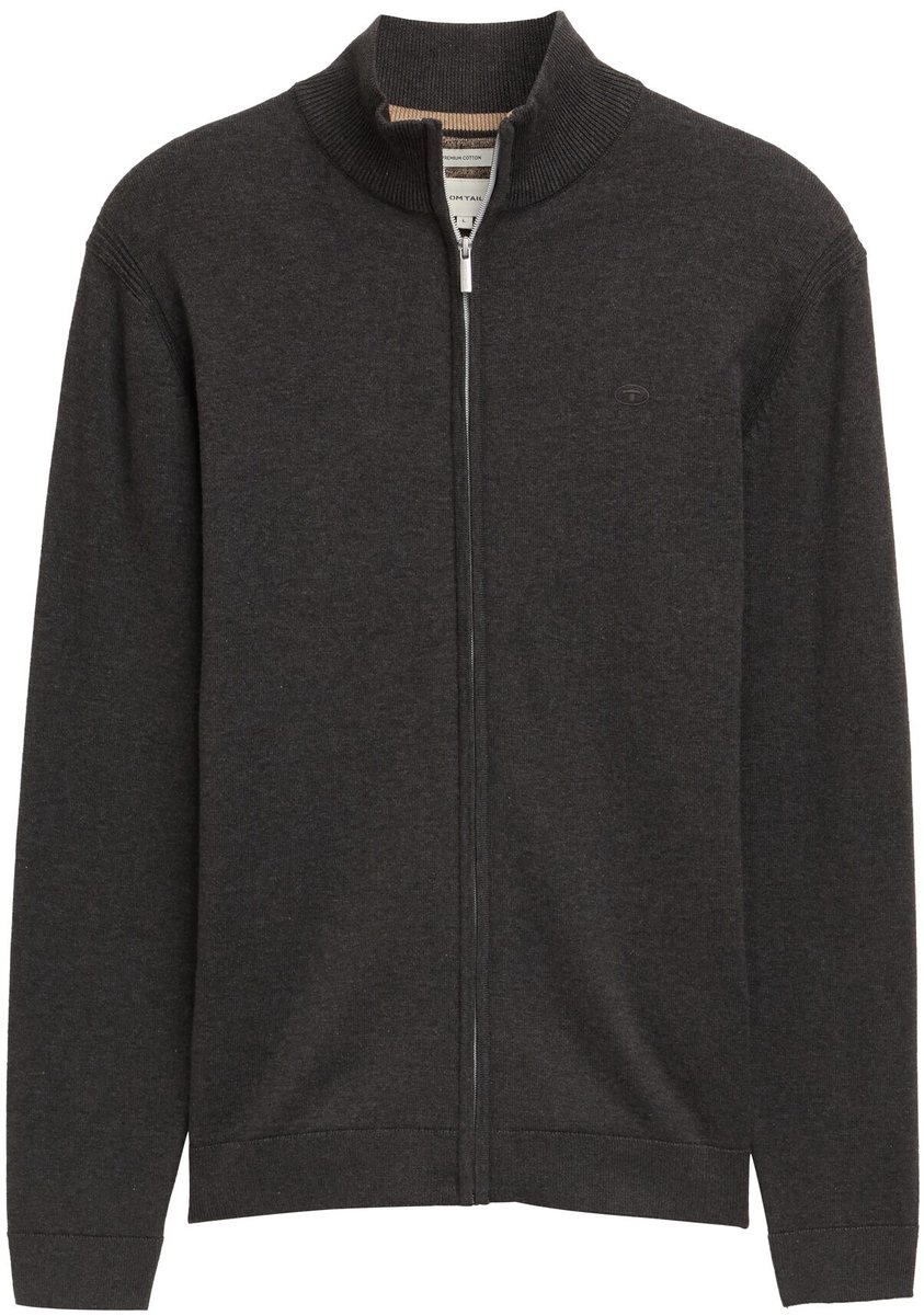 Tom Tailor - Gebreid vest met opstaande kraag - Maat XXL - Black Grey Melange