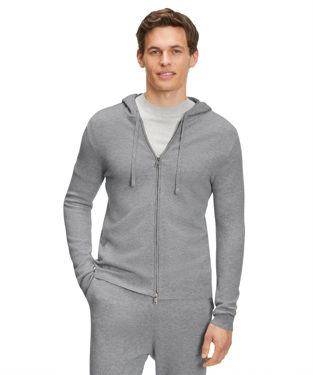 FALKE Luxury Hooded Zip jacket hoge kwaliteit comfortabel kasjmier sweater heren grijs - maat XL