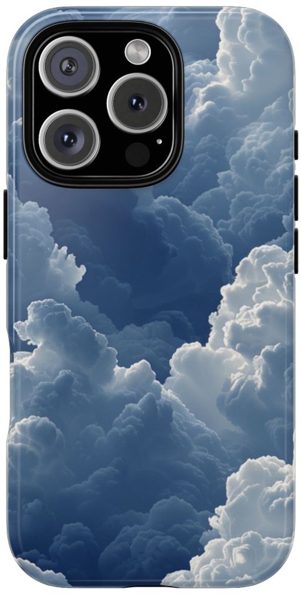 3D Blauw Wolkenpatroon – Telefoonhoesje Geschikt voor iPhone 16 Pro