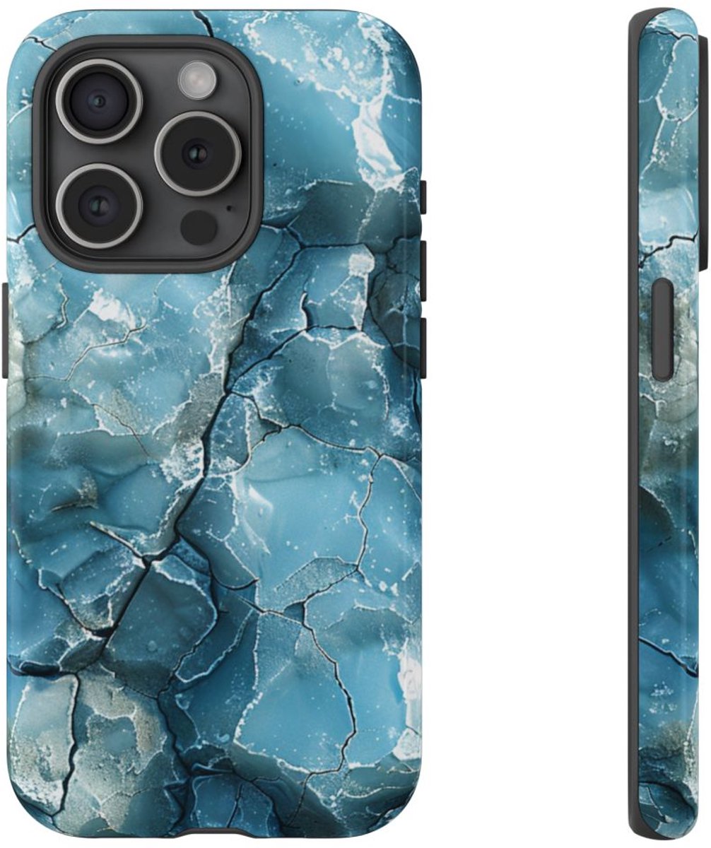 IJzige Fractalstructuur met Grunge – Telefoonhoesje Geschikt voor iPhone 15 Pro