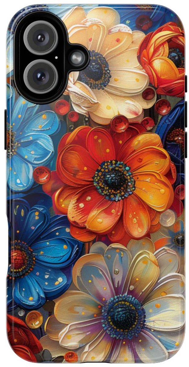 Levendig Abstract Bloemenpatroon – Telefoonhoesje Geschikt voor iPhone 16 Plus
