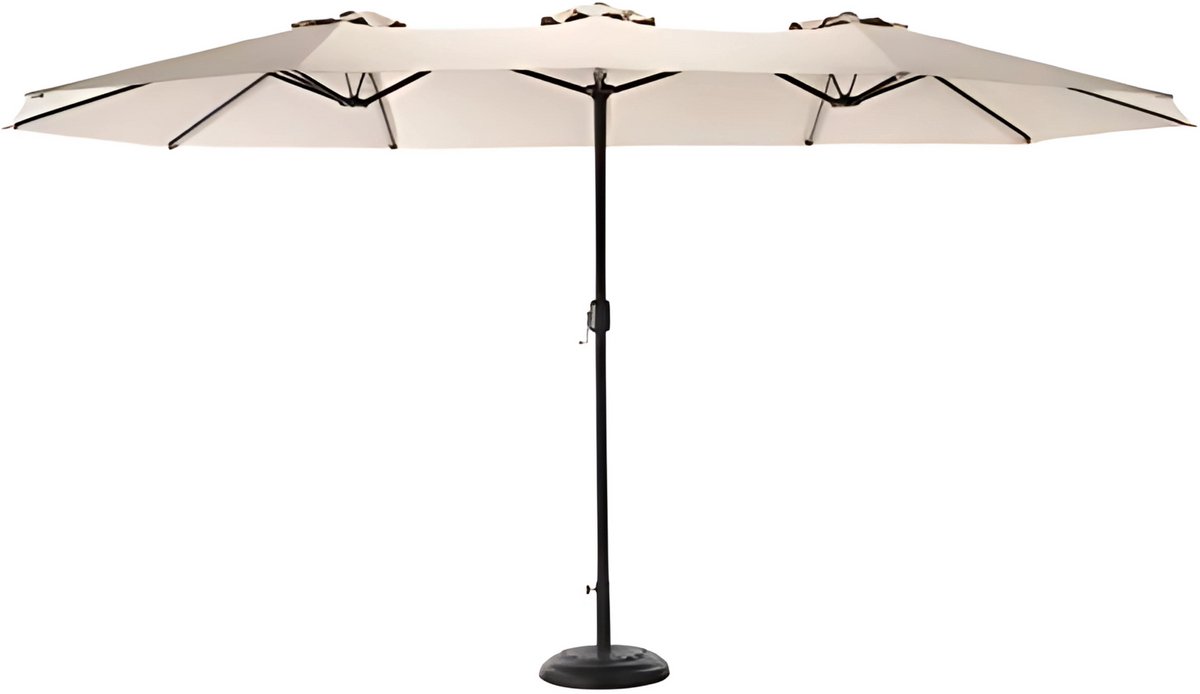 Dubbelzijdige buitenparasol - Parasol - Buitenparaplu - Zonneparaplu - Voor tuin en terras - 450x260cm - Rechthoekig groot model met slinger - 100% polyester luifelstof - Kleur: khaki