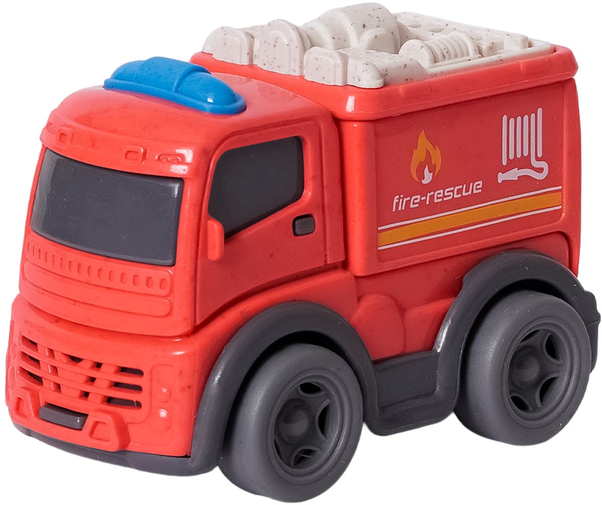 Speelgoedtopdeals - BIOplastic Brandweerwagen - 8 cm - Duurzaam speelgoed