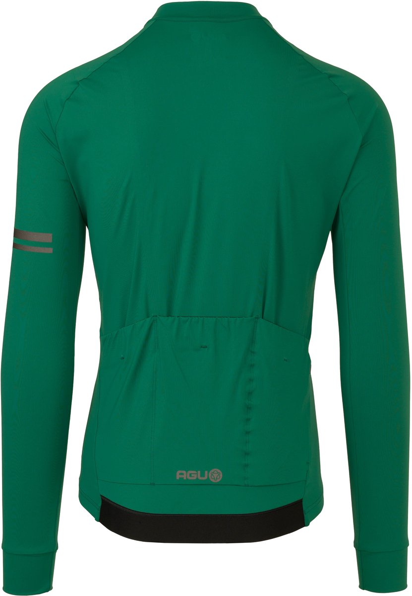 AGU Solid - Fietsshirt lange mouwen - Heren fietsshirt - Groen - 4-way stretch - Slim fit - XXL - 3 achterzakken - YKK rits