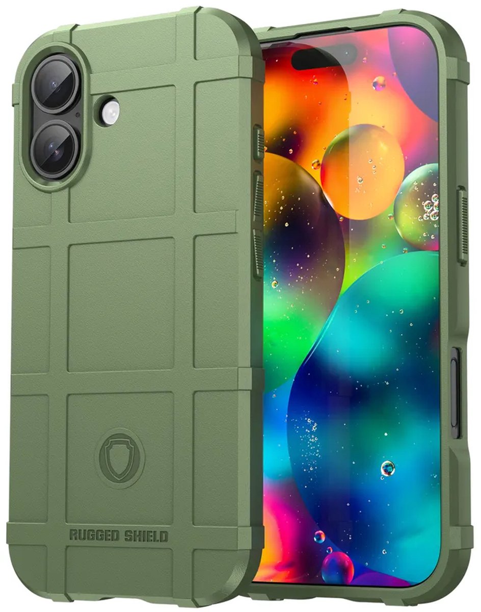 MobyDefend Hoesje - Geschikt voor iPhone 17 - Rugged Shield TPU Backcover - Groen