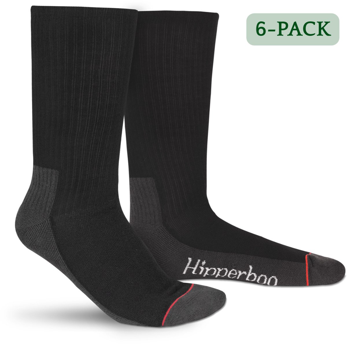 Hipperboo® Bamboe Werksokken - 6 Paar - Werkkousen - Maat 47-50 - Zwart - Heren Werksokken - Meerdere Maten en Kleuren - Multifunctionele Bamboe sokken - Naadloos