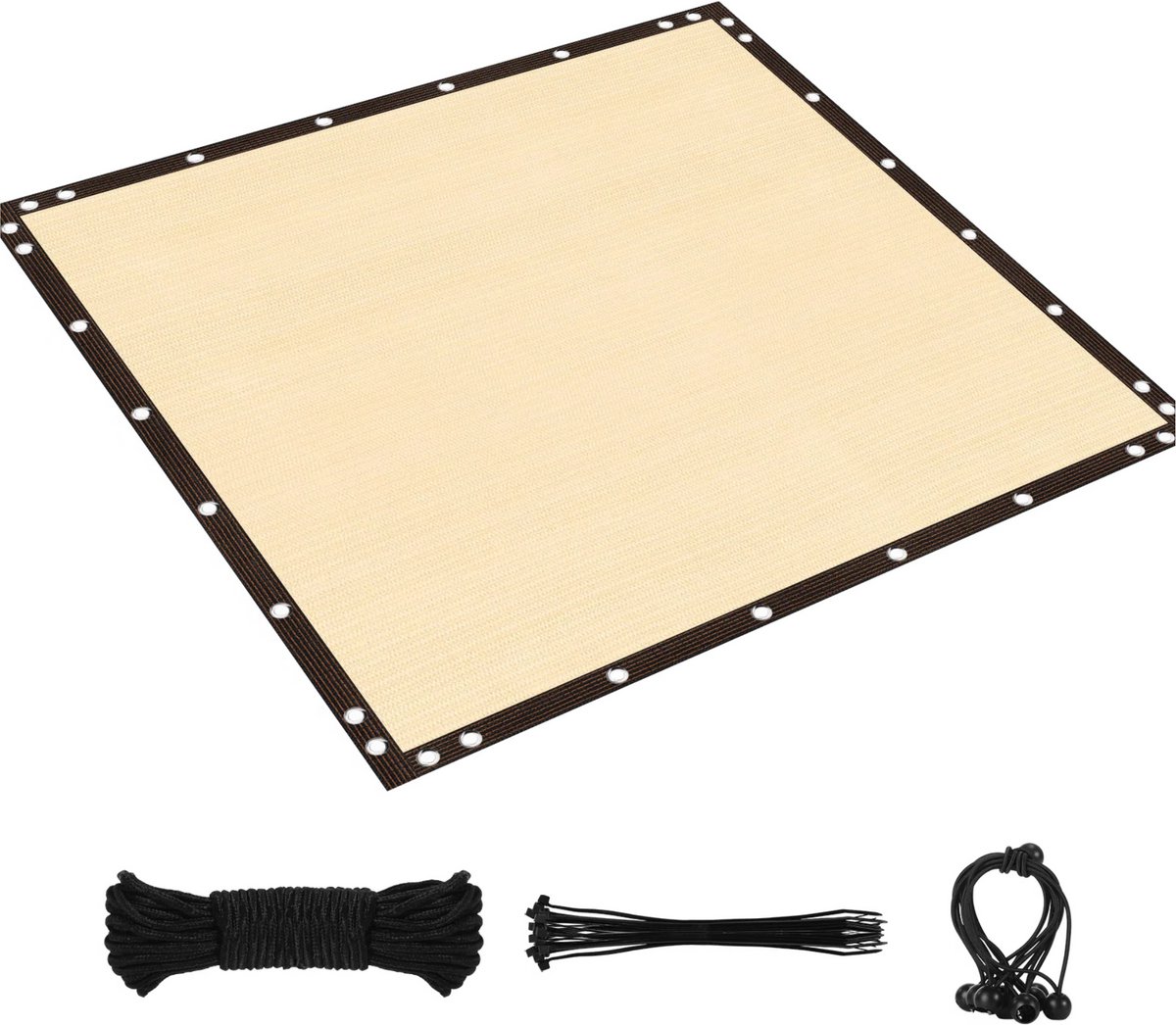 Schaduwdoek - Voor Tuin, Pergola of Terras - 90% Zonwerend Privacy Scherm - Ademend Netstof met Grommets - Kleur: Beige-3X6M