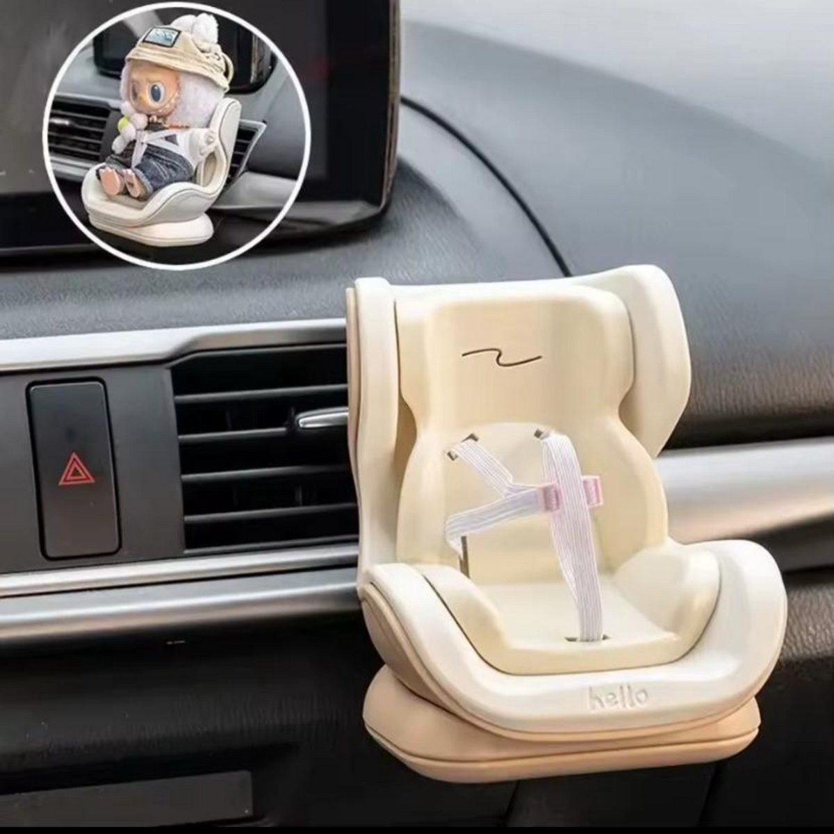 Autostoel Voor Labubu-Pop, Labubu-Autostoel Voor Autodecoratie, Poppenautostoel Met Zacht, Harige Kussen, Have a Seat Labubu, Babypoppenautostoel(H