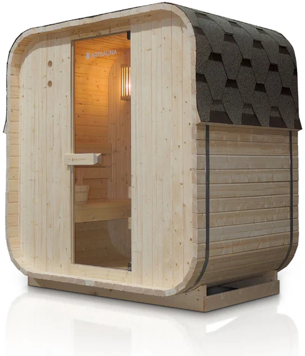 Vierkante Barrelsauna Nolvik - Incl. Toebehoren - 120x185x194 cm