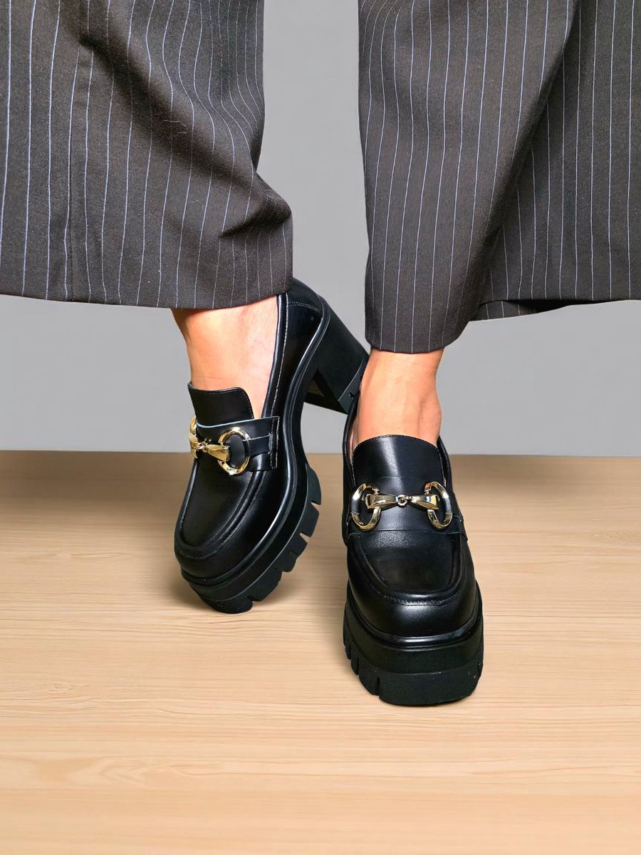 Barla Shoes Willow - Chunky Loafer met Hak - Zwart