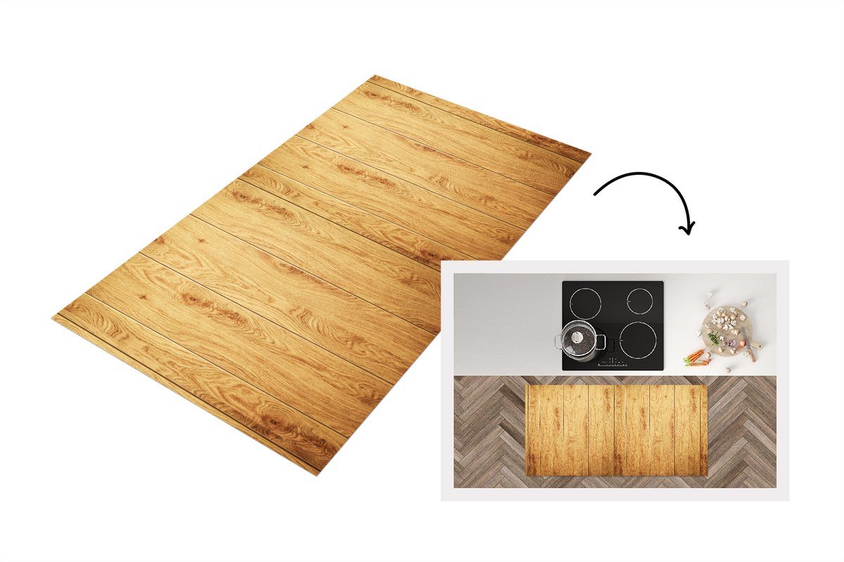 KitchenYeah Keukenloper 120x60 cm - Keukenmat vinyl Patronen - Planken - Natuur - Keukenmatten loper - Keuken vloerkleed tapijt
