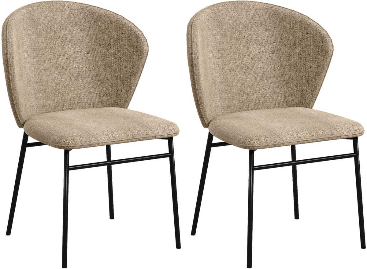 HOMCOM-Eetkamerstoel-Linnen (100% polyester)-52x55x80cm-Bruin
