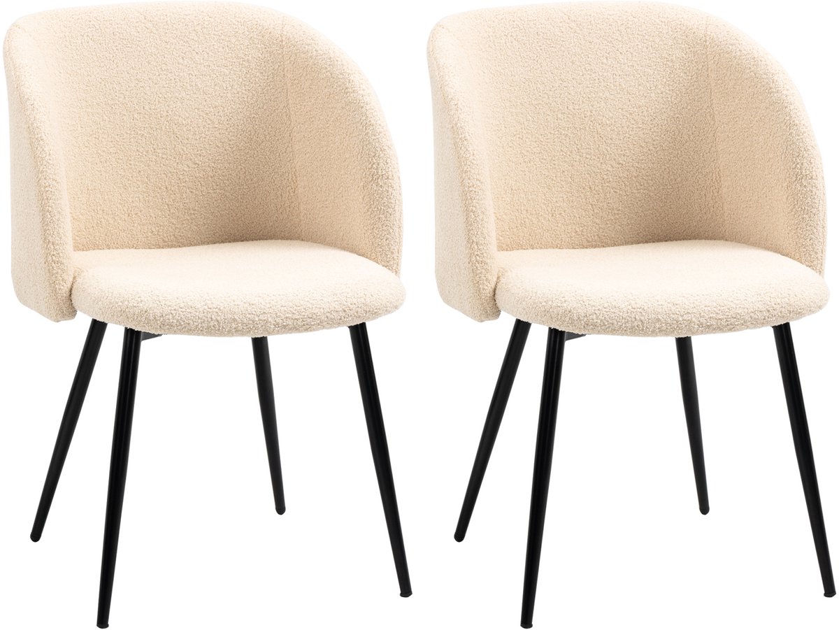 HOMCOM-Eetkamerstoel-Polyester-55x62x80cm-Beige