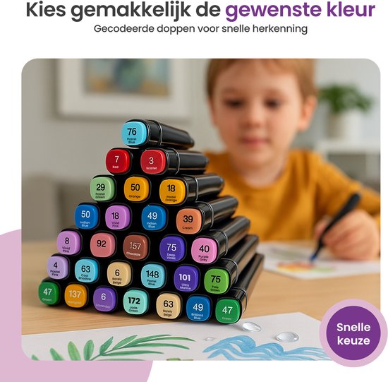 Gofun Twinmarkers 262 pièces - Adultes et Enfants - Surligneurs - Marqueurs à Alcohol - Dual pointe - Marqueurs