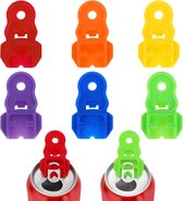 6 pièces - 5,7 x 3,5 cm - Ouvre-boîte - Ouvre-boîte Coca-Cola - Ouvre-canette de soda - Couvercle coloré - Protecteur de boisson en plastique - Portable - Décapsuleur facile pour soda - Outils pour Coca-Cola, bière - 6 couleurs