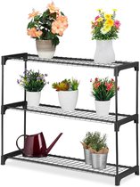 Plantenrek 3 etages voor bloem- & plantenpotten - HxBxD: 72 x 91 x 28 cm - Zwart