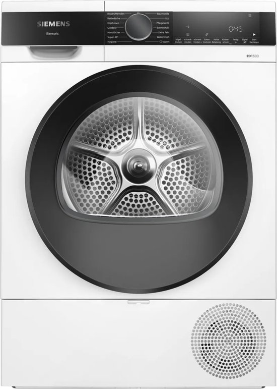 Siemens iQ500 WQ33G2D41, Vrijstaand, Voorbelading, Warmtepomp, Wit, Knoppen, Rechts