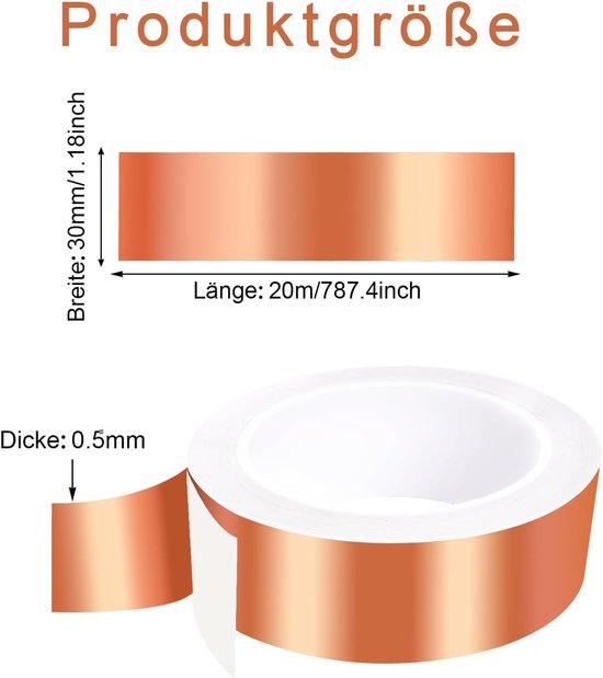Domkan Koperfolietape, 50 mm x 20 m, EMI-afscherming
