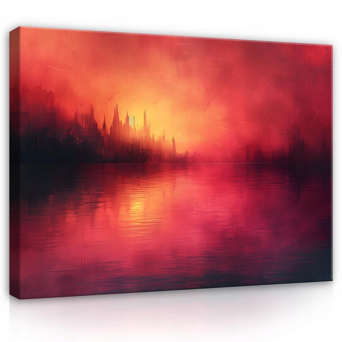 WALLARENA Canvas schilderij - 120x80 cm - abstract zwart rood op doek voor slaapkamer en woonkamer multikleurig