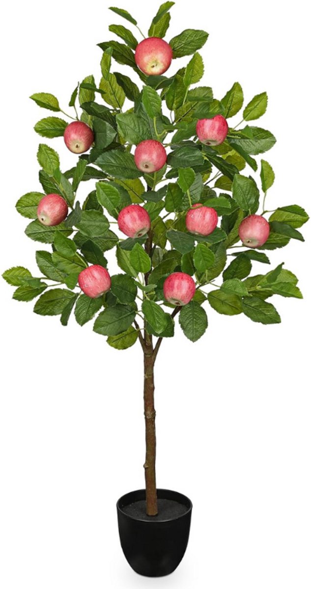 BOG Kunstplant 90 cm - Grote Appelboom In Pot - Nepplant Voor Binnen En Buiten - Moderne Decoratie Voor Badkamer - Woonkamer - Slaapkamer GROEN
