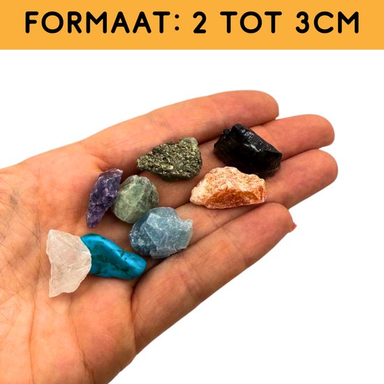Cristaux et pierres précieuses brutes dans une boîte - Mix de 12 - Coffret cadeau - Pierres brutes et cristaux 20-30 mm