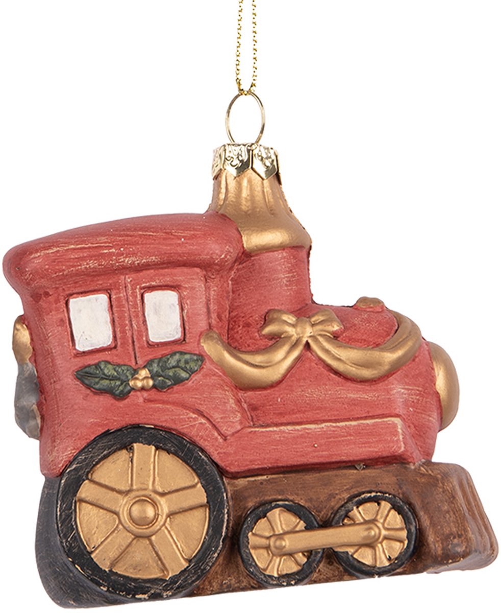 Clayre & Eef Kersthanger Trein 9x5x9 cm Rood Kunststof