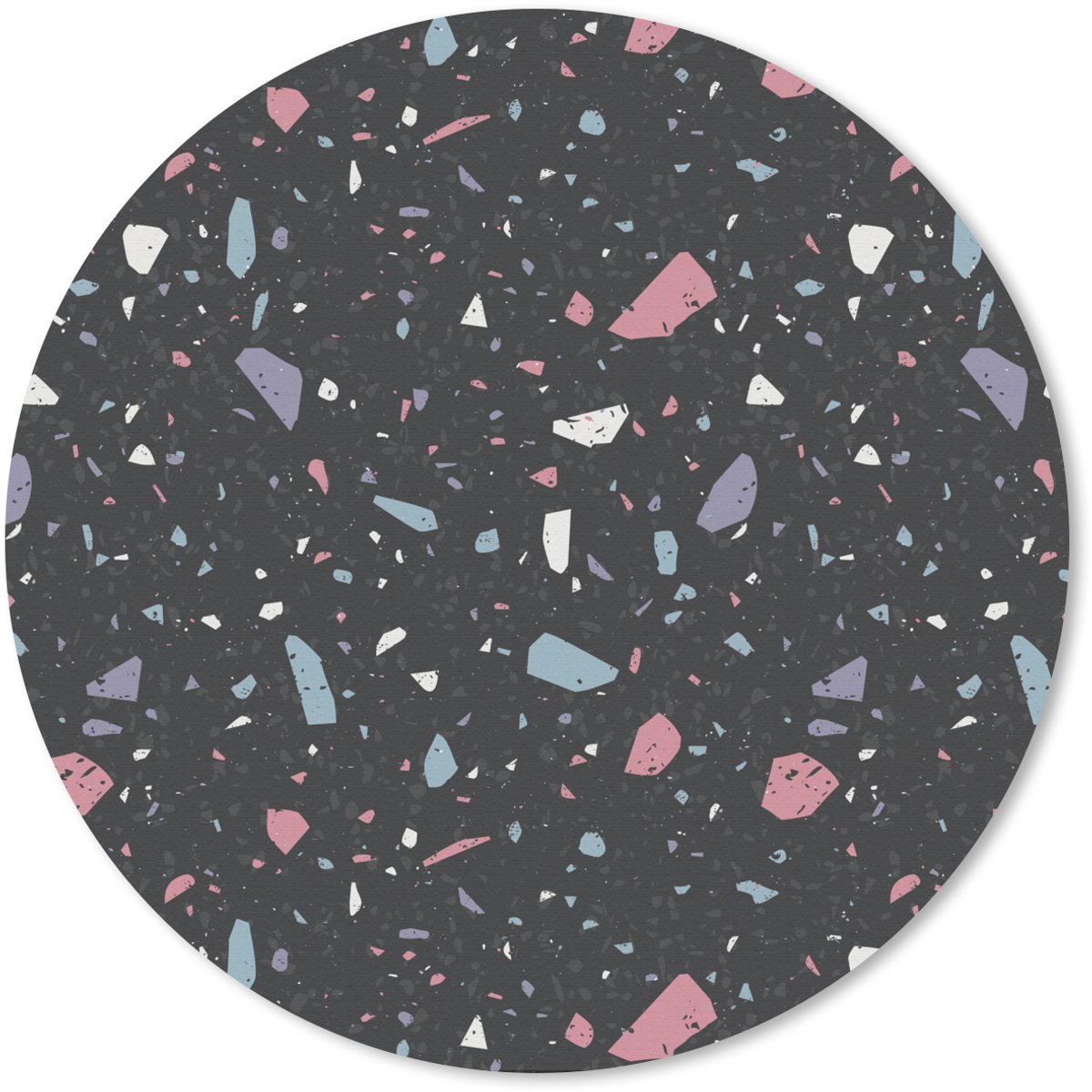 Muismat rond 30x30 cm - Mousepad Terrazzo - Patroon - Zwart - Zacht - Ronde muismatten