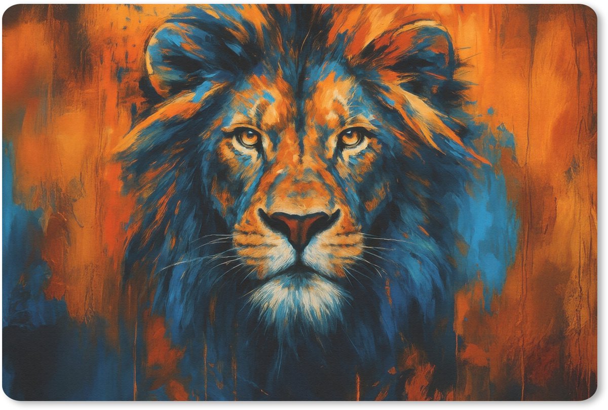 Muismat 27x18 cm - Mousepad Schilderij - Leeuwenkop - Oranje - Muismatten