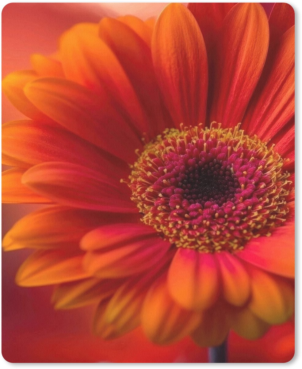 Muismat 19x23 cm - Mousepad Oranje - Gerbera - Intens - Muismatten