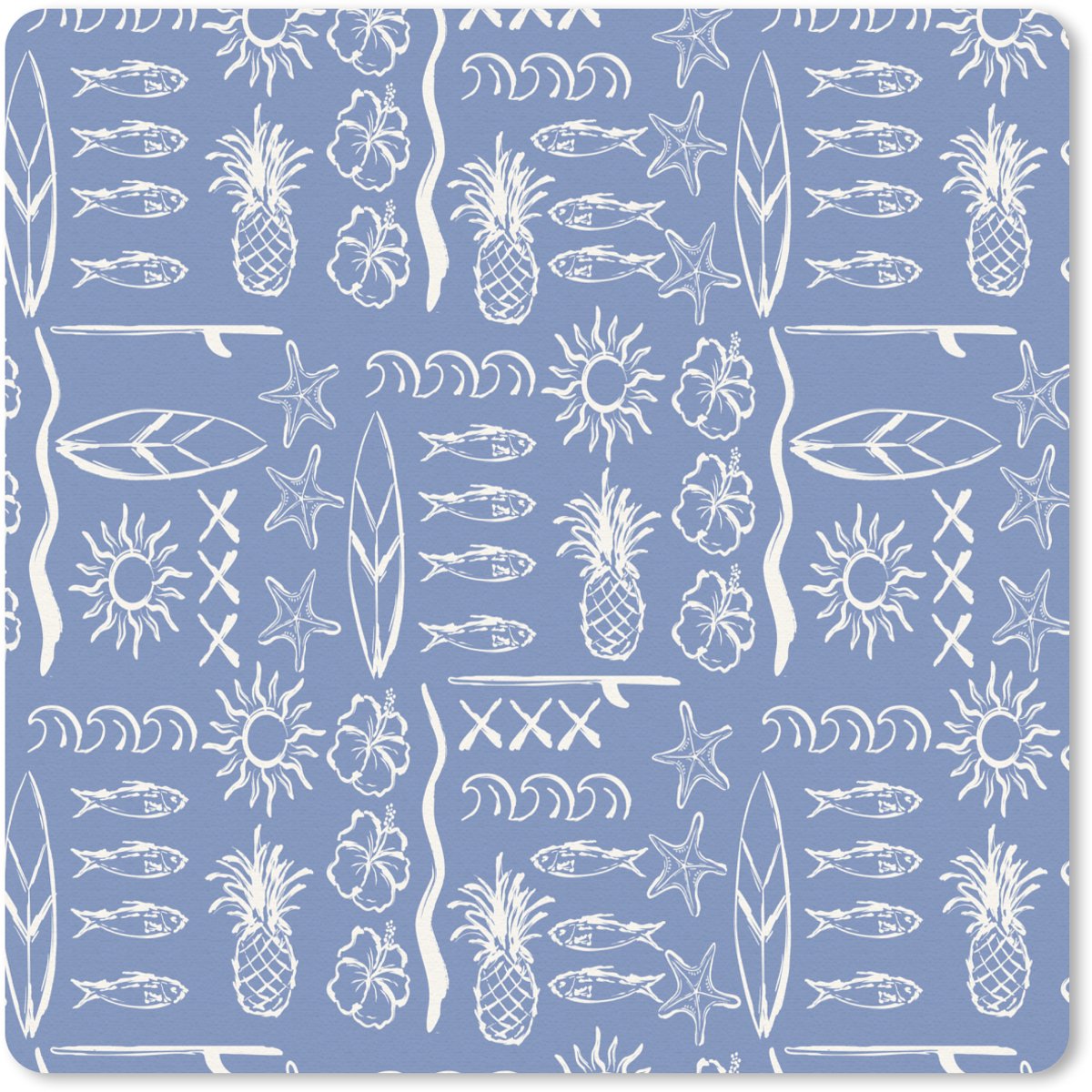 Muismat 30x30 cm - Mousepad Kust - Zee - Blauw - Wit - Muismatten