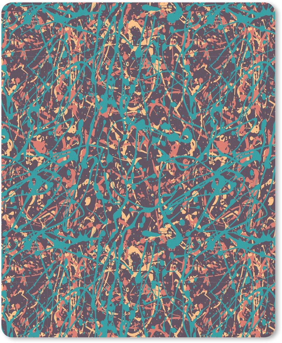 Muismat 19x23 cm - Mousepad Spat - Abstract - Oranje - Groen - Muismatten