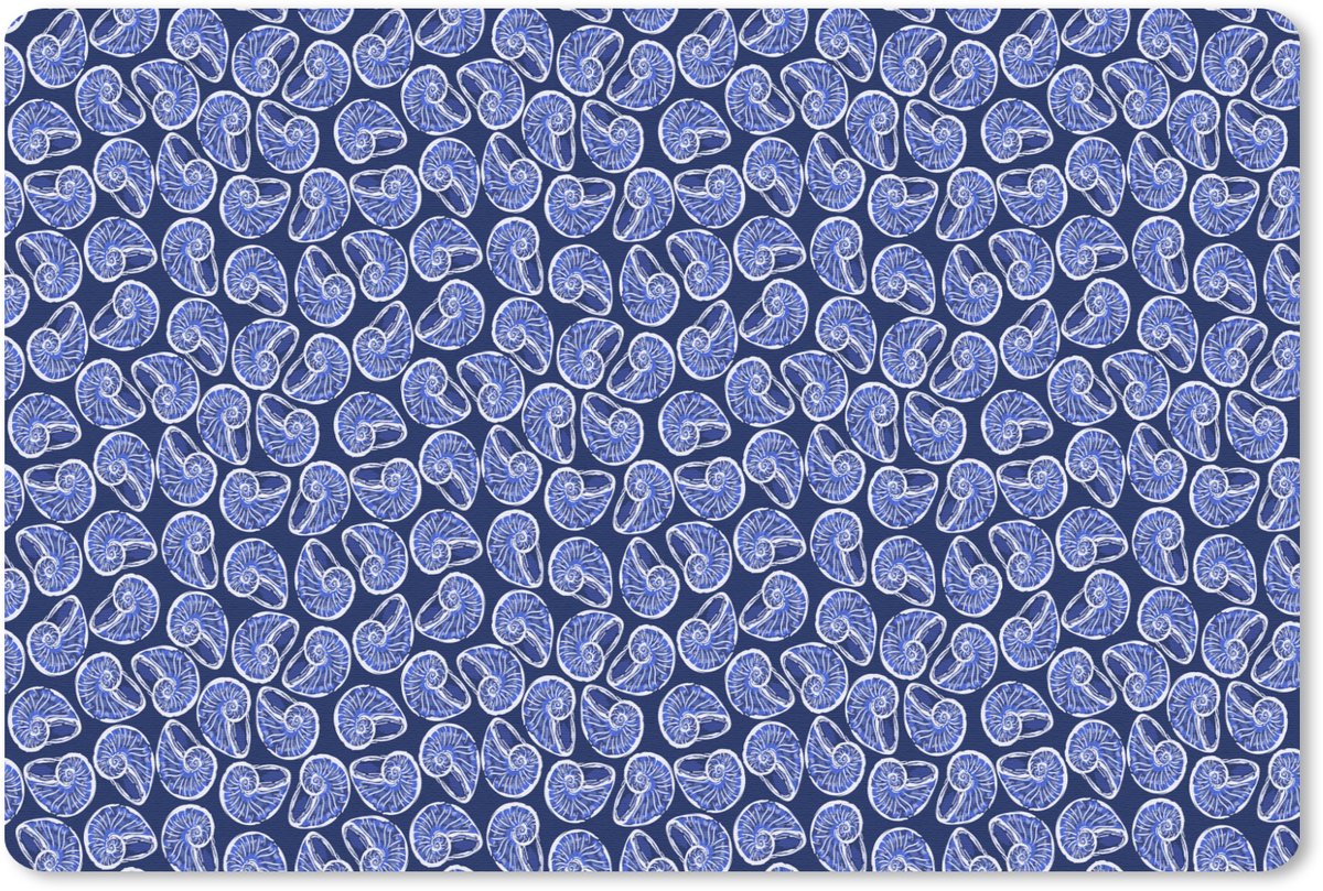 Muismat 27x18 cm - Mousepad Kust - Zee - Schelp - Blauw - Muismatten