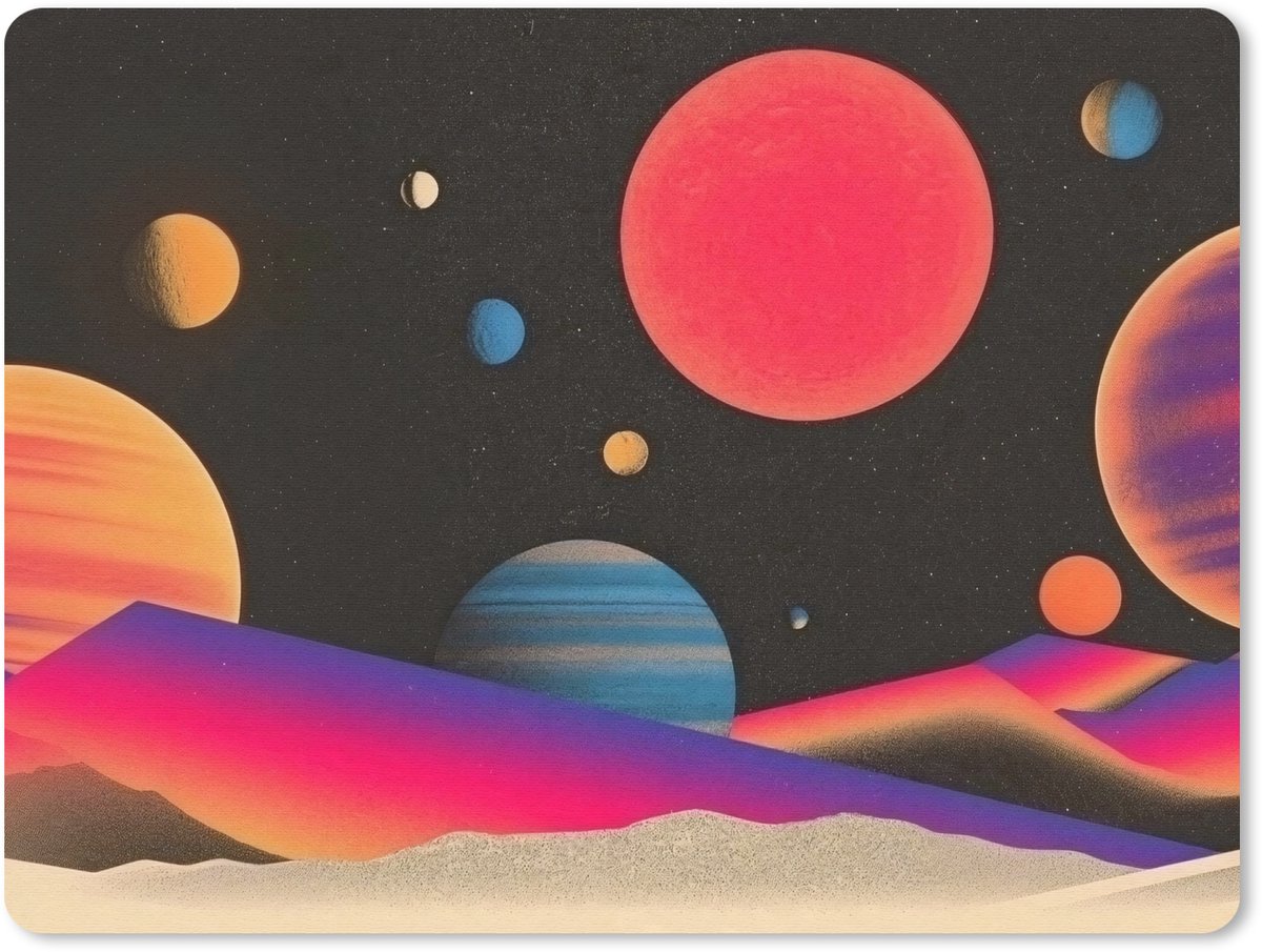 Muismat 23x19 cm - Mousepad Hemel - Planeten - Felgekleurd - Muismatten
