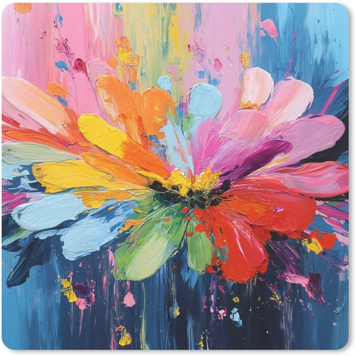 Muismat 20x20 cm - Mousepad Kleuruitbarsting - Expressieve sfeer - Bloem - Muismatten