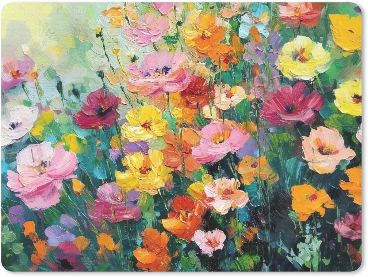 Muismat 23x19 cm - Mousepad Bloemen explosie - Heldere kleuren - Vrolijk - Muismatten