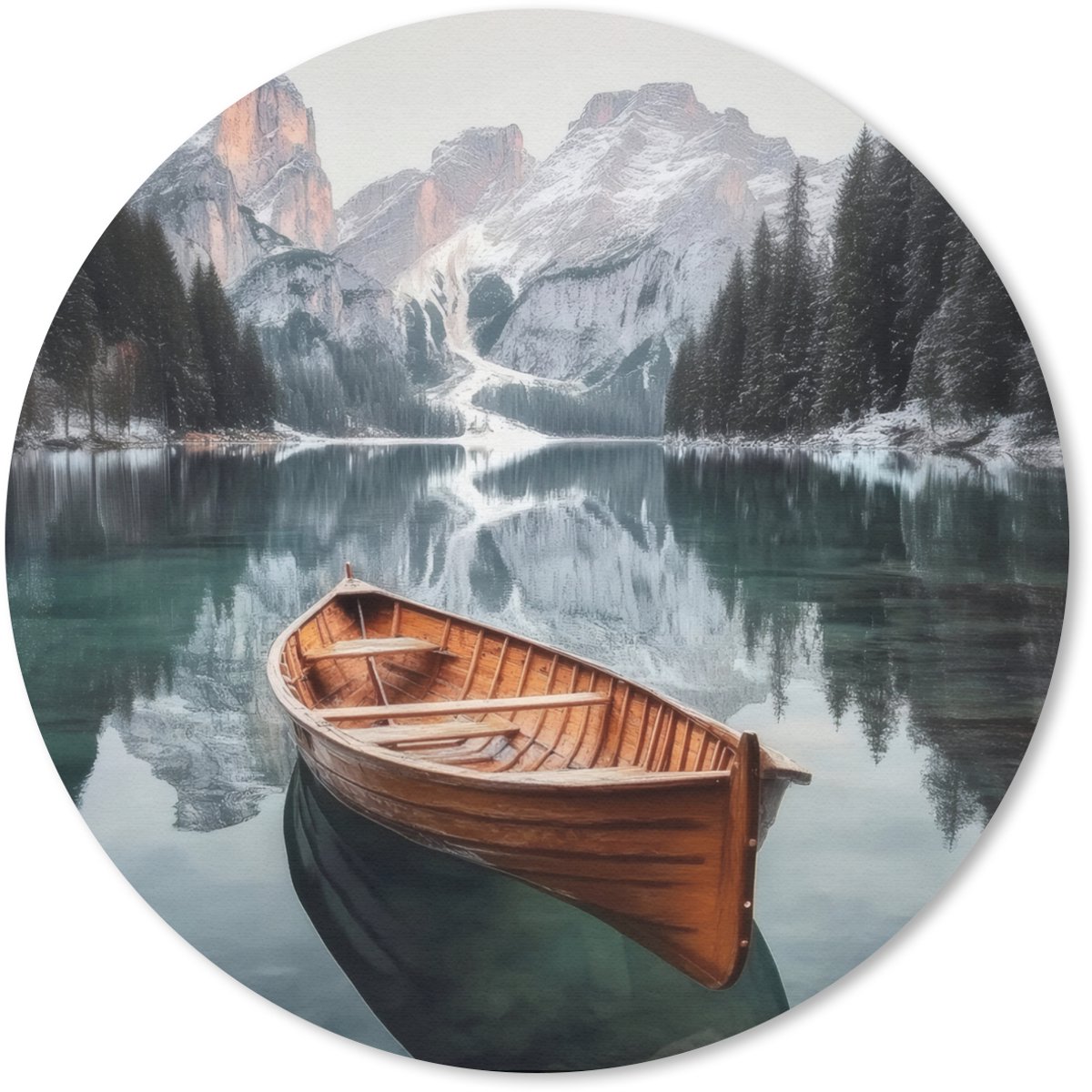 Muismat rond 50x50 cm - Mousepad Boot - Bergen - Natuur - Water - Ronde muismatten